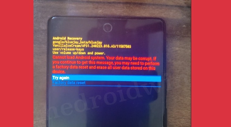 Cannot Load Android System Your Data May Be Corrupt