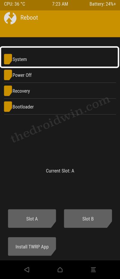 reboot system twrp